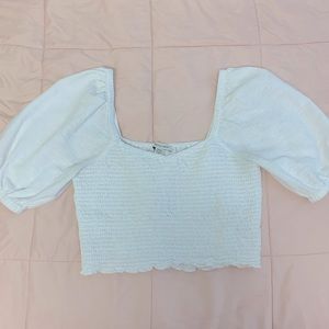 American Eagle white puff sleeve crop top